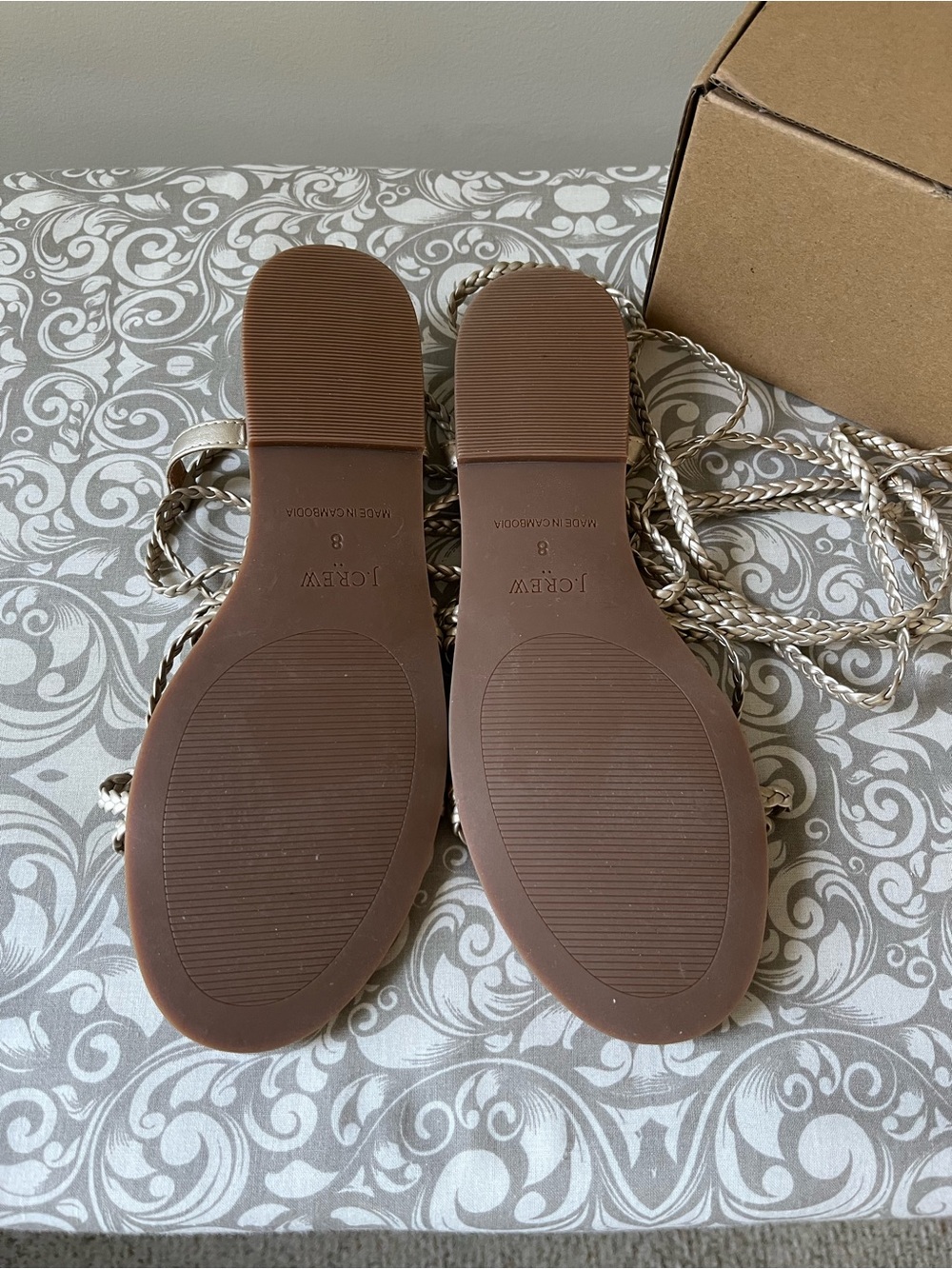 J. Crew Metallic Gold Braided Ankle Wrap Sandals - Picture 5 of 5